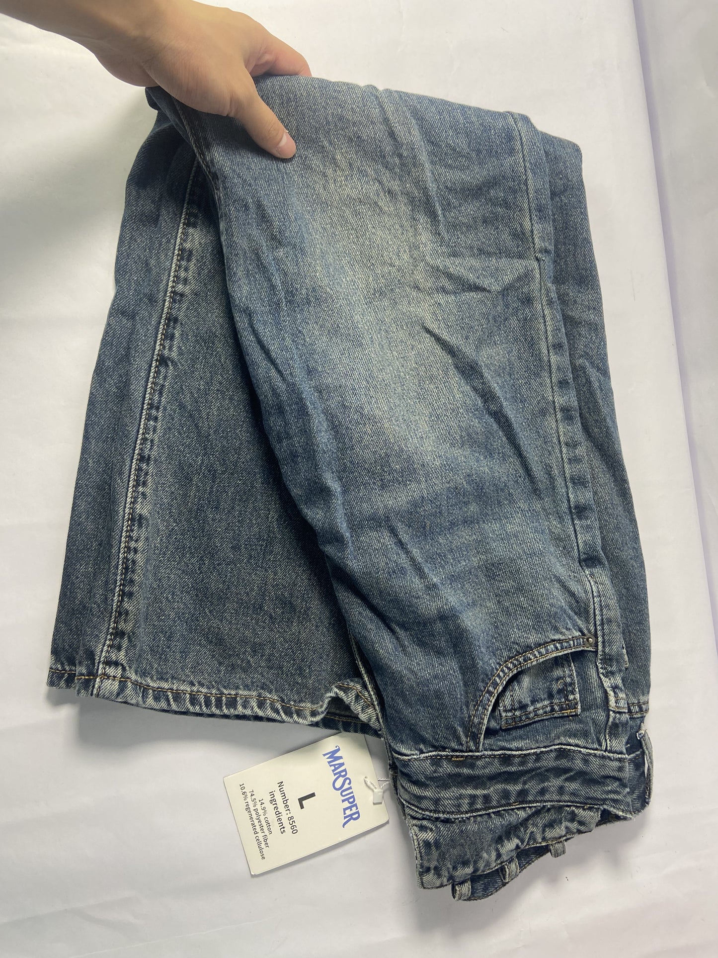 MARSUPER Pants Women's Jeans High Waisted Straight Leg Welt Pockets