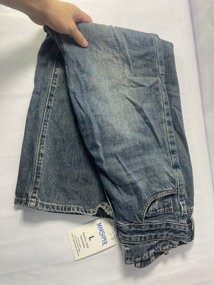 MARSUPER Pants Women's Jeans High Waisted Straight Leg Welt Pockets