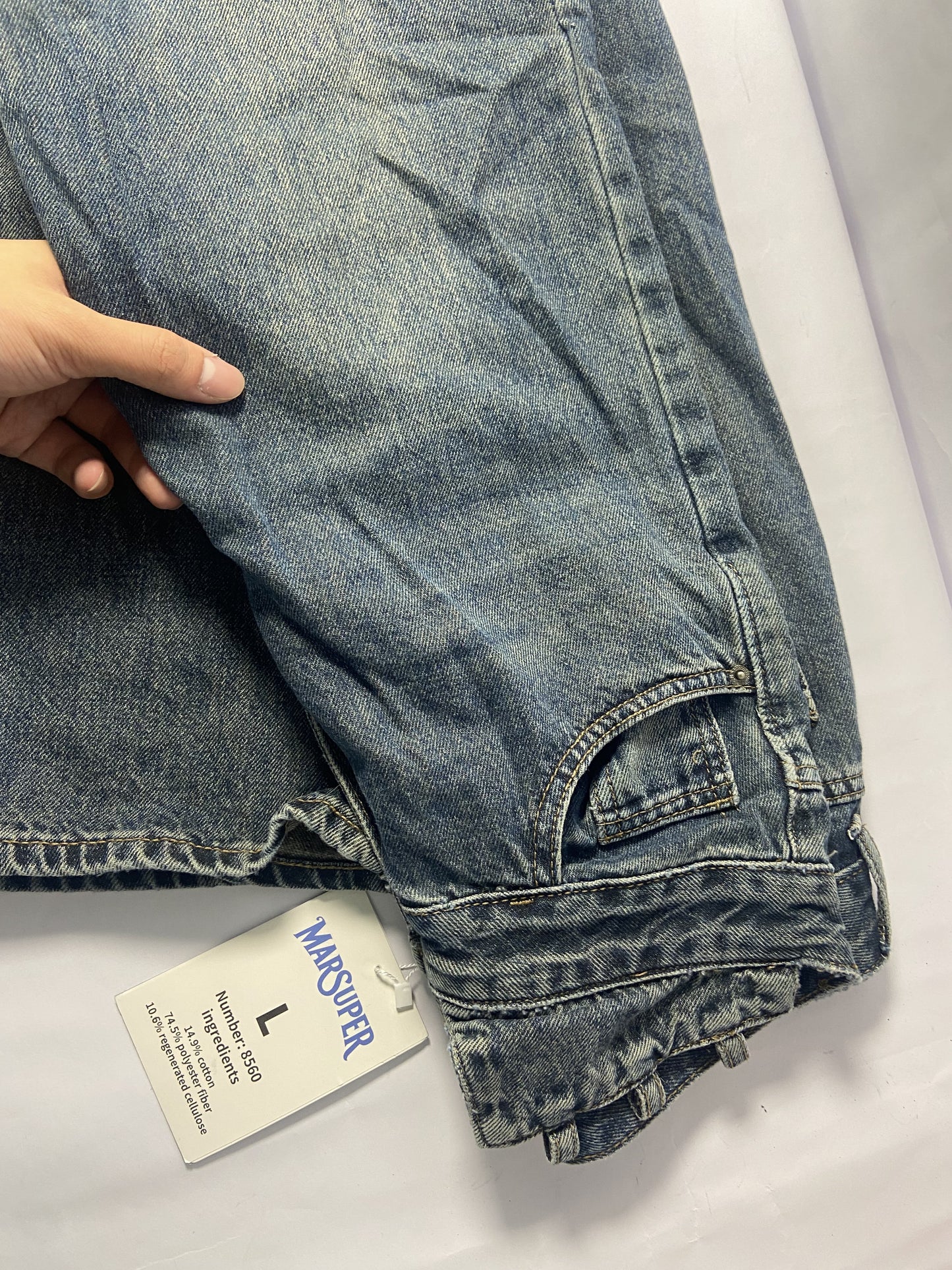 MARSUPER Pants Women's Jeans High Waisted Straight Leg Welt Pockets