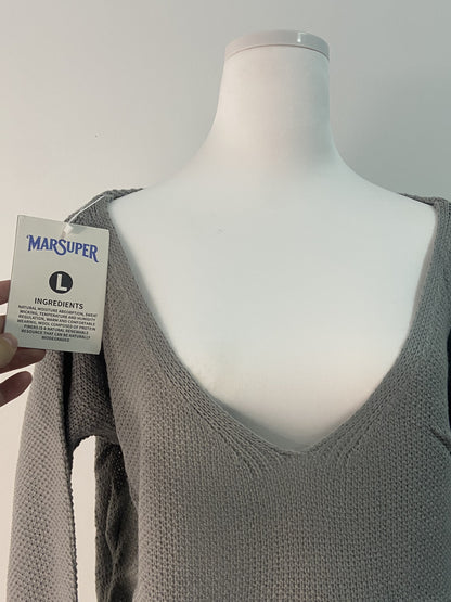 MARSUPER Sweaters Long Sleeve Tops Fashion Outfits Trendy Casual V Neck Oversize