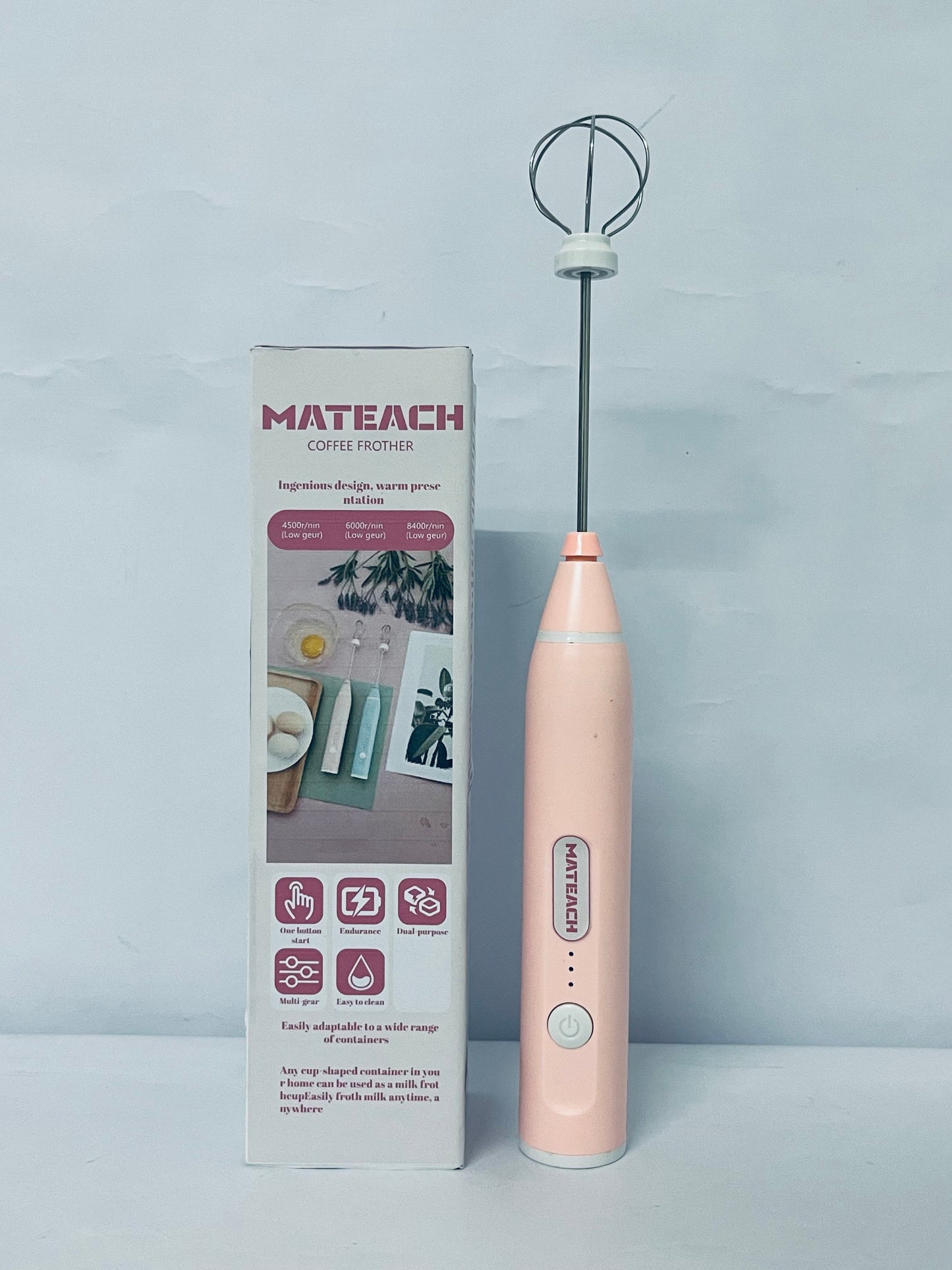 MATEACH Handheld,Cordless Electric Beater Whisk for Egg, Milk, Coffee and Baby Food,Strong Three Speed Adjustable