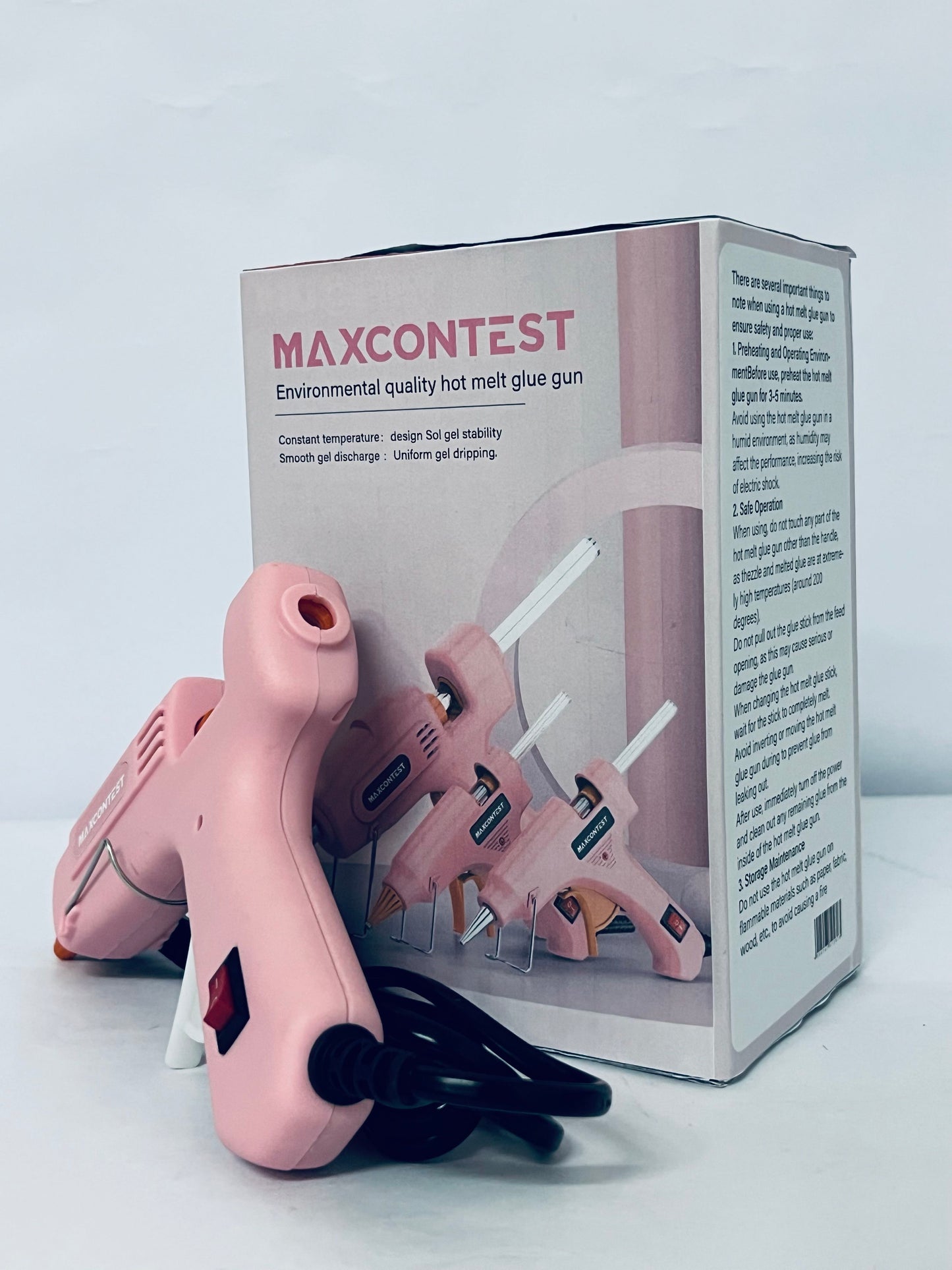 MAXCONTEST GM-160 Compact Mini Size High-Temperature Hot Glue Gun - Ideal for Crafting - Pink