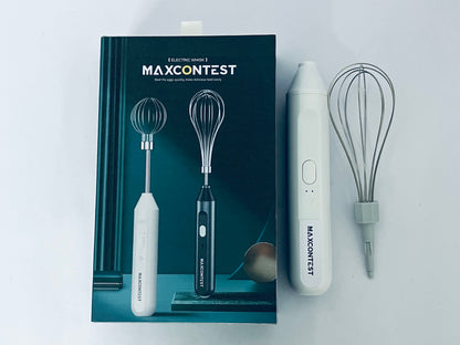 MAXCONTEST Cordless Hand Mixer, Foldable Design Handheld Electric Whisk with 3 Speed Modes, Hand Held Egg Beater with 2 Detachable Stir Whisks