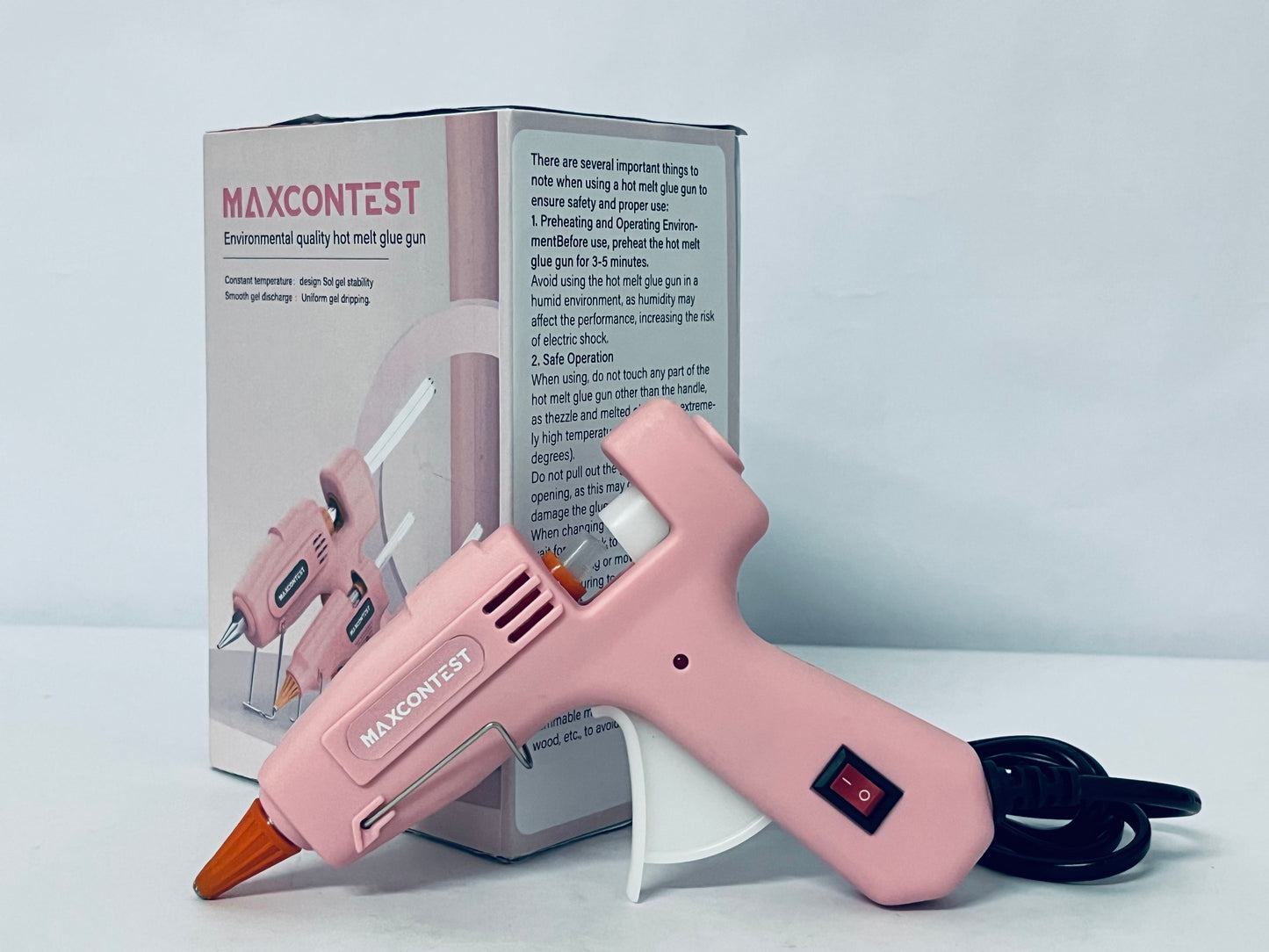 MAXCONTEST GM-160 Compact Mini Size High-Temperature Hot Glue Gun - Ideal for Crafting - Pink