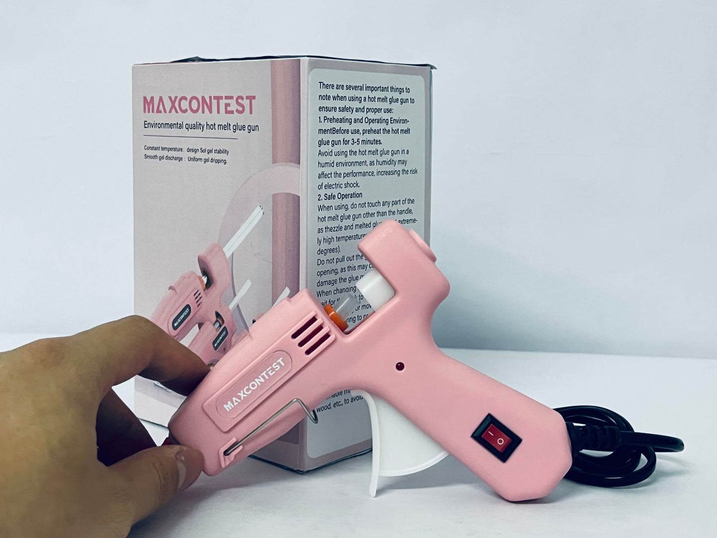 MAXCONTEST GM-160 Compact Mini Size High-Temperature Hot Glue Gun - Ideal for Crafting - Pink