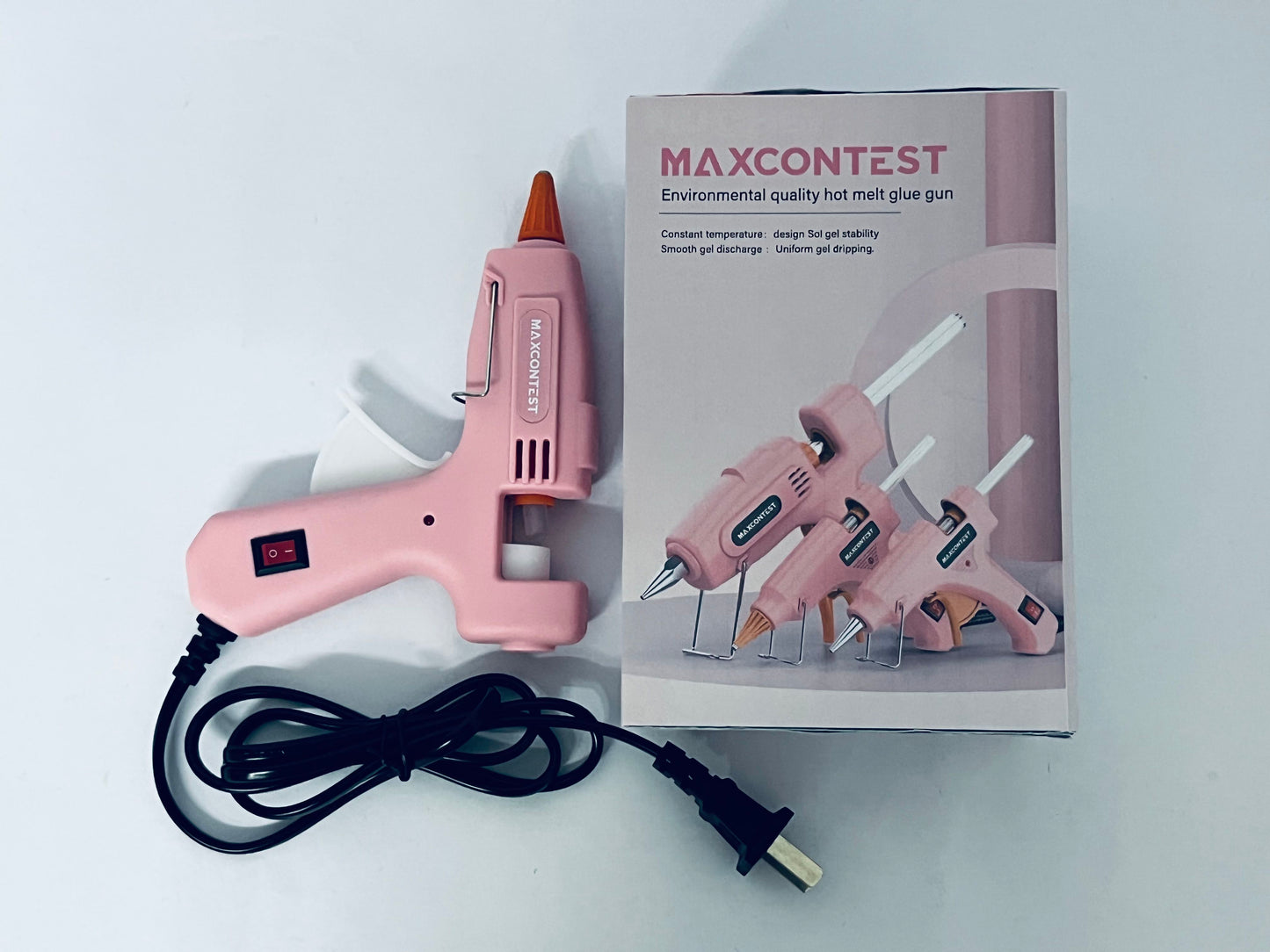 MAXCONTEST GM-160 Compact Mini Size High-Temperature Hot Glue Gun - Ideal for Crafting - Pink