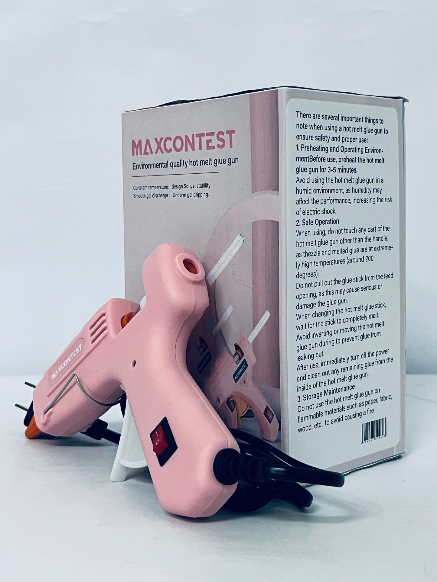 MAXCONTEST GM-160 Compact Mini Size High-Temperature Hot Glue Gun - Ideal for Crafting - Pink