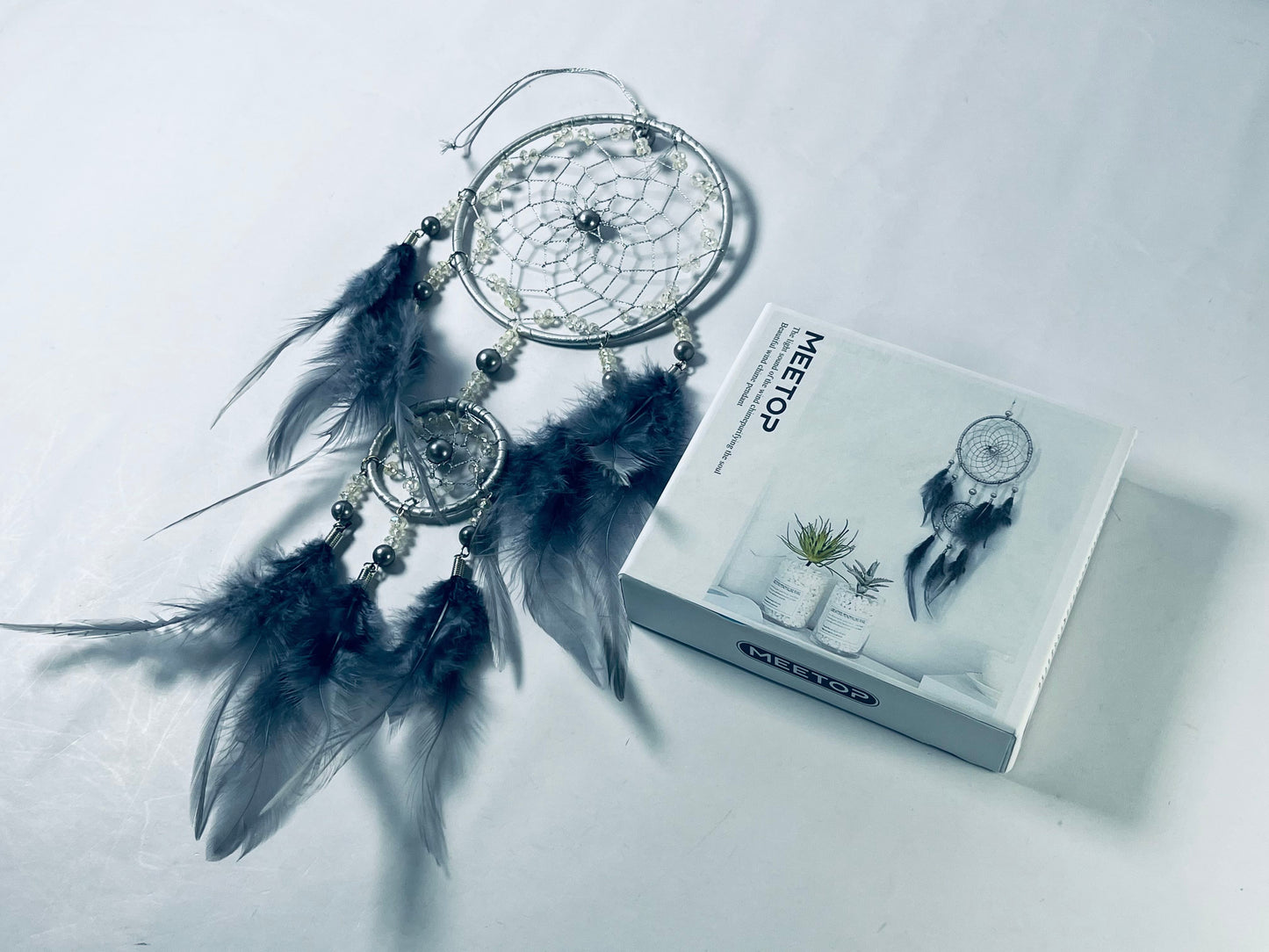 MEETOP Dream Catcher Girls Handmade Dream Catcher Feather Dream Catcher Wall Hanging Woven in Bohemian Style Craft Set for Bedroom Living Room