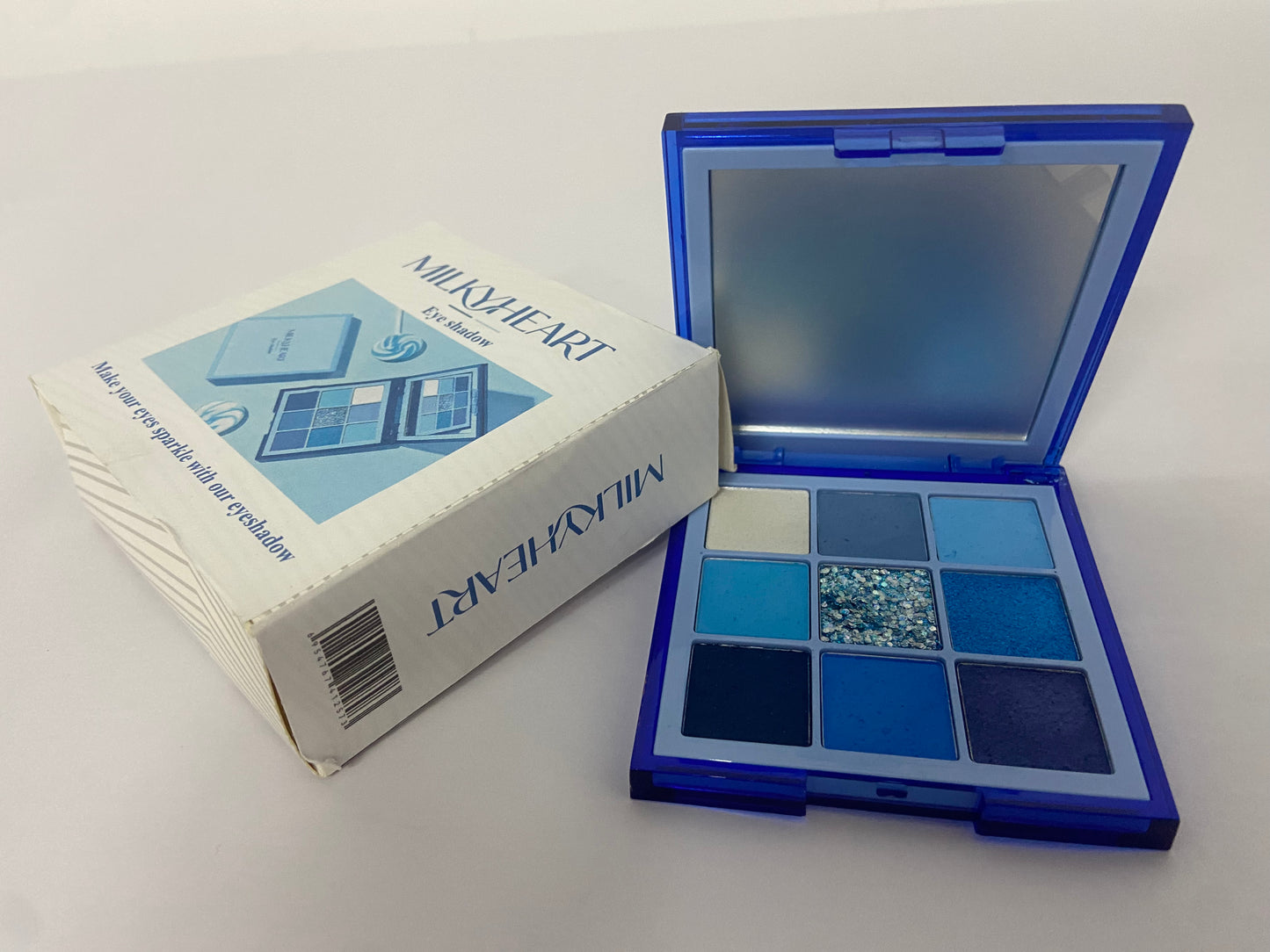 MLKYHEART Eyeshadow Palette 9 Colors Blue Eyeshadow Gemstone Shadow Palette Highly Pigmented Mattes Shimmers Powder Blendable Long Lasting Waterproof Makeup Palette