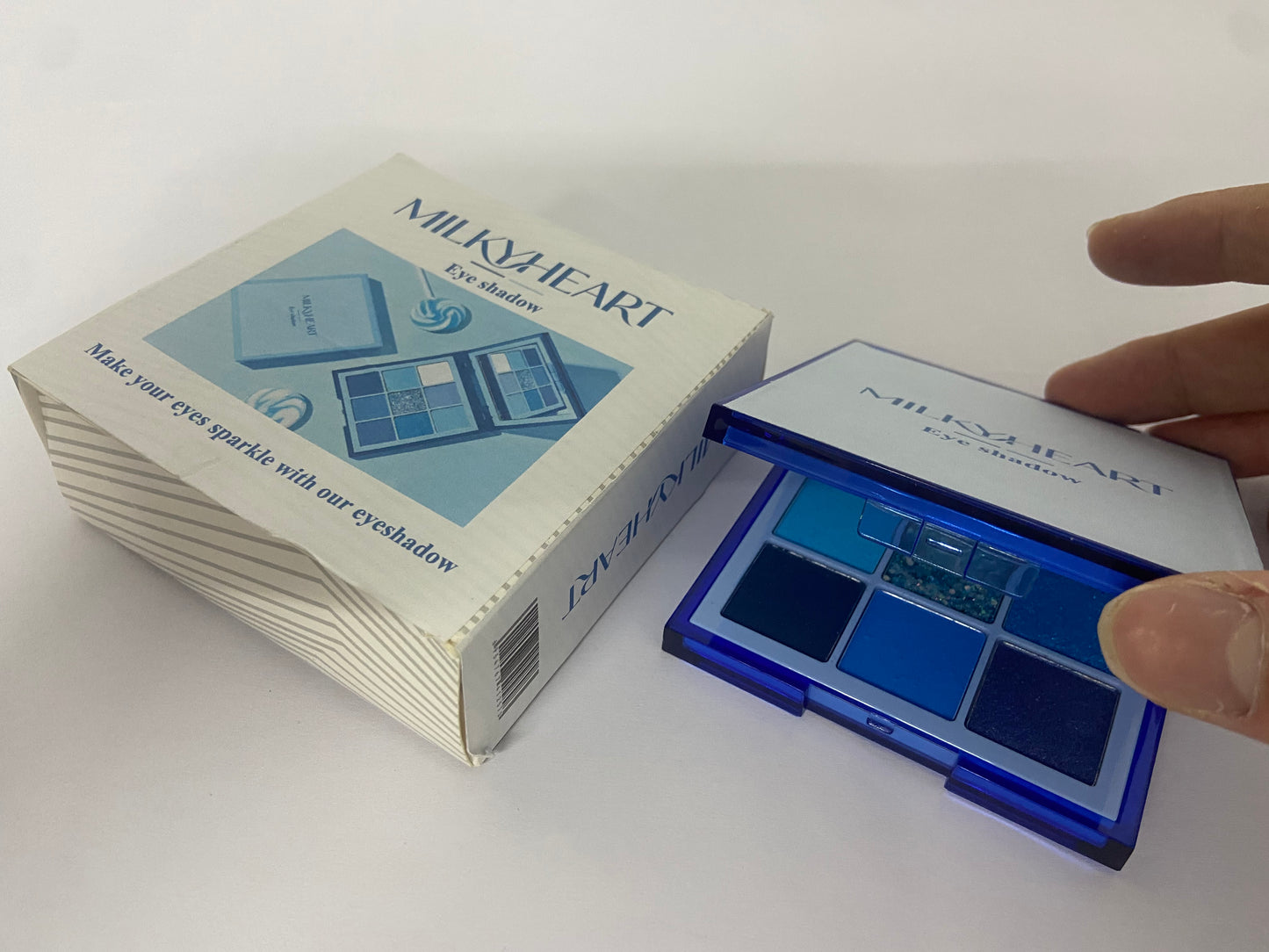 MLKYHEART Eyeshadow Palette 9 Colors Blue Eyeshadow Gemstone Shadow Palette Highly Pigmented Mattes Shimmers Powder Blendable Long Lasting Waterproof Makeup Palette