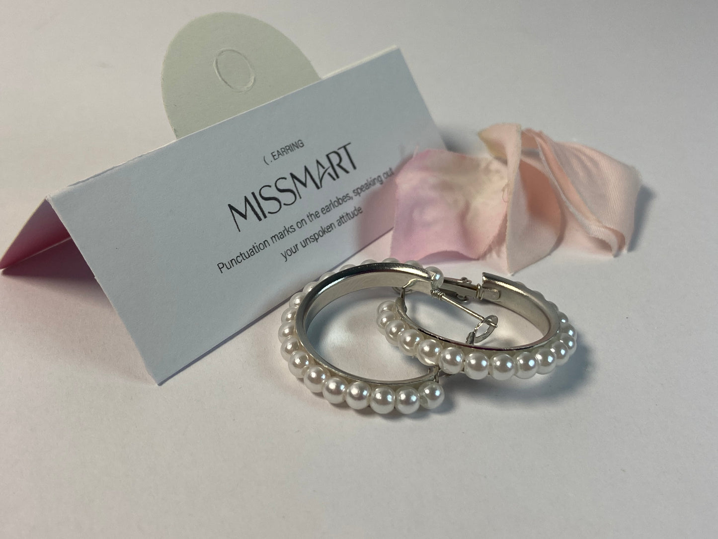 MISSMART Pearl Hoop Ear studs Pearl Earrings for Women Girlfriend Brides Gift Silver Earring Needle