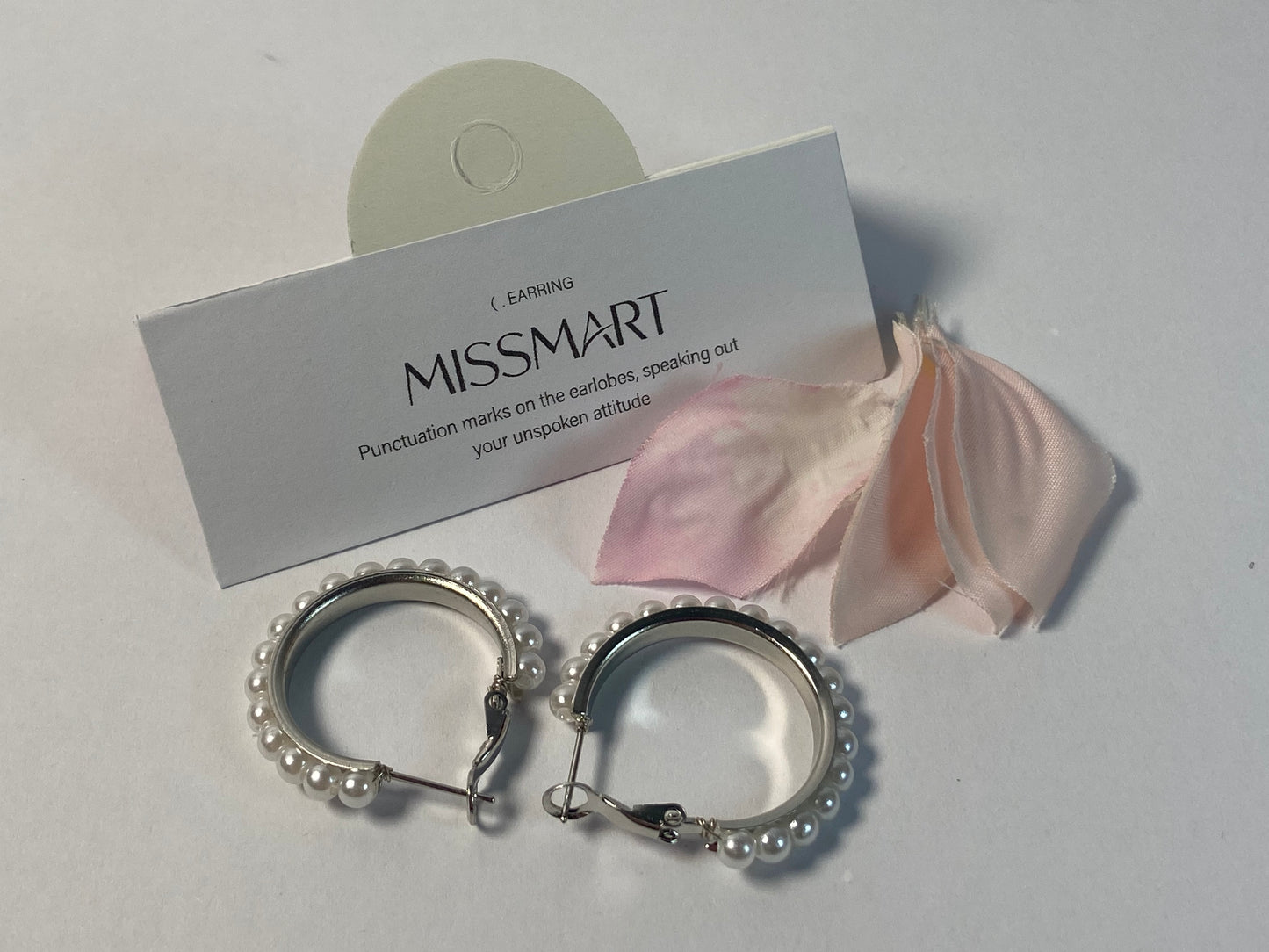 MISSMART Pearl Hoop Ear studs Pearl Earrings for Women Girlfriend Brides Gift Silver Earring Needle