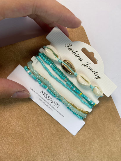MISSMART Bohemian Starfish Bracelets for Women - Adjustable Stackable Beach Bracelets, Handmade Stretchy Beaded Summer Jewelry, Perfect for Surf & Waterproof Fun