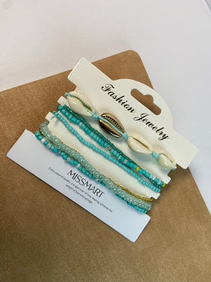 MISSMART Bohemian Starfish Bracelets for Women - Adjustable Stackable Beach Bracelets, Handmade Stretchy Beaded Summer Jewelry, Perfect for Surf & Waterproof Fun