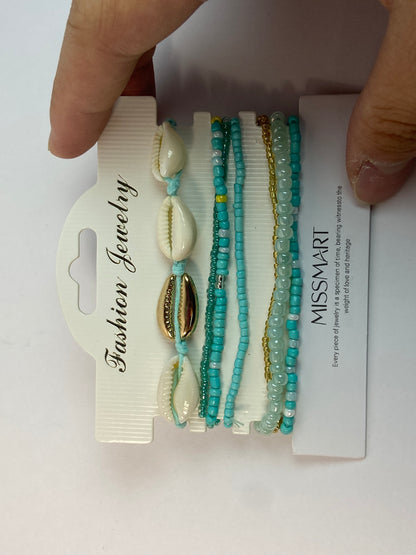 MISSMART Bohemian Starfish Bracelets for Women - Adjustable Stackable Beach Bracelets, Handmade Stretchy Beaded Summer Jewelry, Perfect for Surf & Waterproof Fun