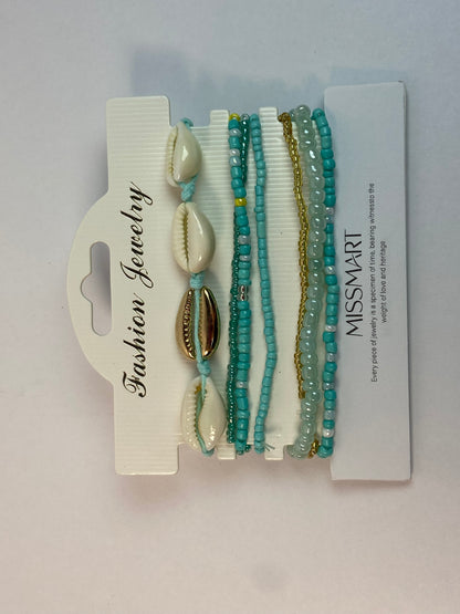 MISSMART Bohemian Starfish Bracelets for Women - Adjustable Stackable Beach Bracelets, Handmade Stretchy Beaded Summer Jewelry, Perfect for Surf & Waterproof Fun