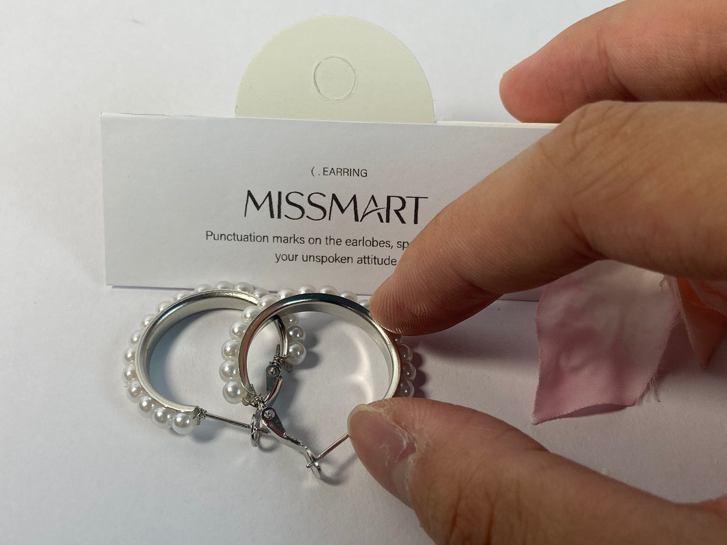 MISSMART Pearl Hoop Ear studs Pearl Earrings for Women Girlfriend Brides Gift Silver Earring Needle