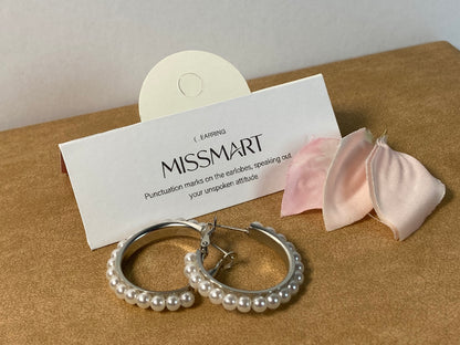 MISSMART Pearl Hoop Ear studs Pearl Earrings for Women Girlfriend Brides Gift Silver Earring Needle