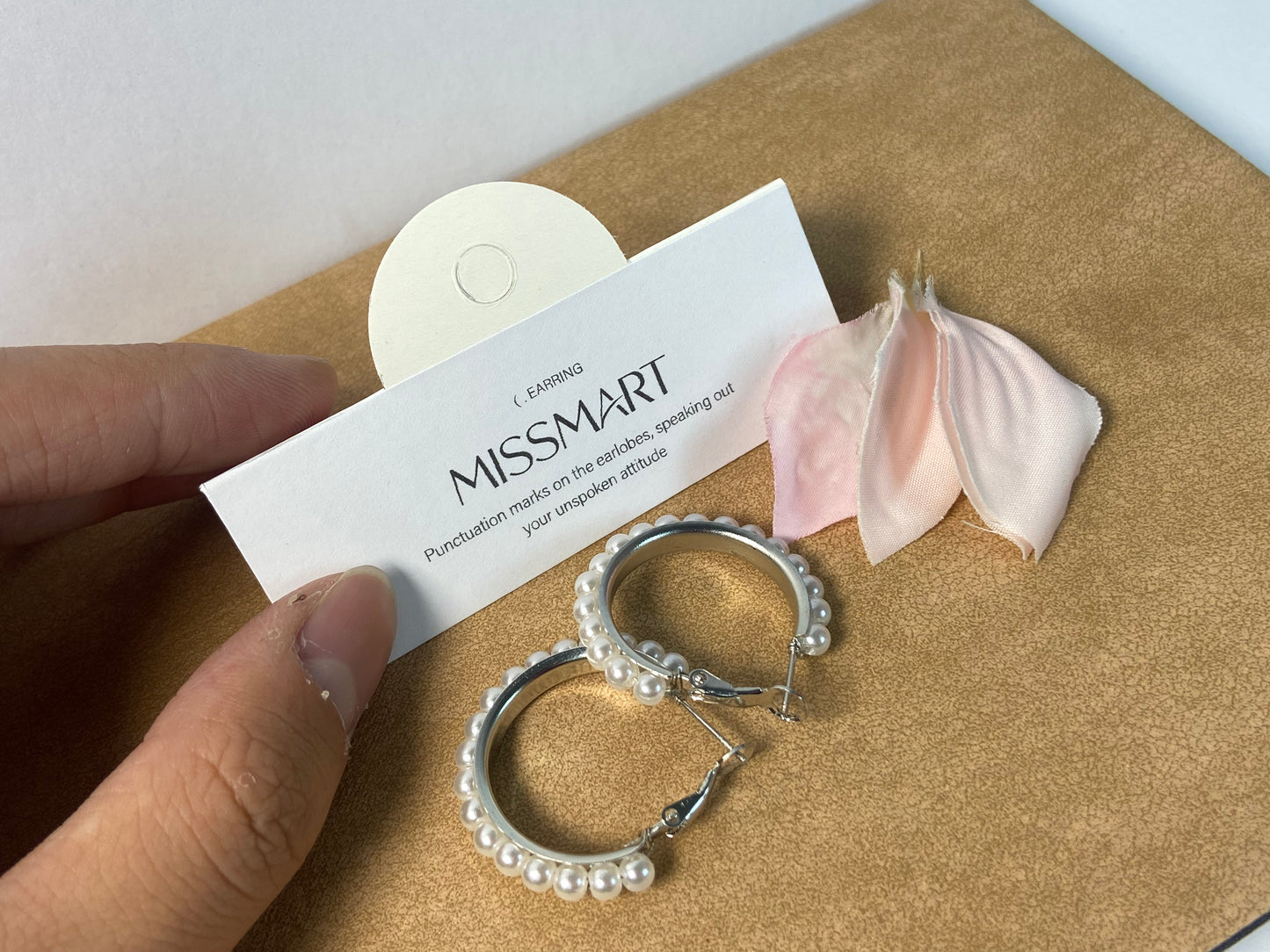 MISSMART Pearl Hoop Ear studs Pearl Earrings for Women Girlfriend Brides Gift Silver Earring Needle