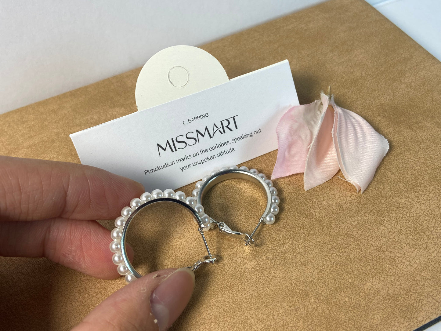 MISSMART Pearl Hoop Ear studs Pearl Earrings for Women Girlfriend Brides Gift Silver Earring Needle
