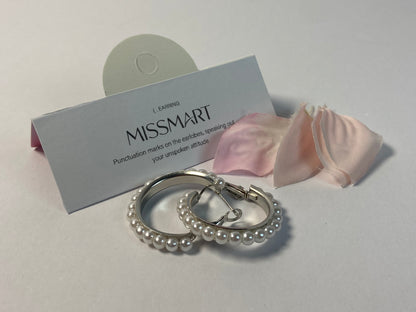 MISSMART Pearl Hoop Ear studs Pearl Earrings for Women Girlfriend Brides Gift Silver Earring Needle