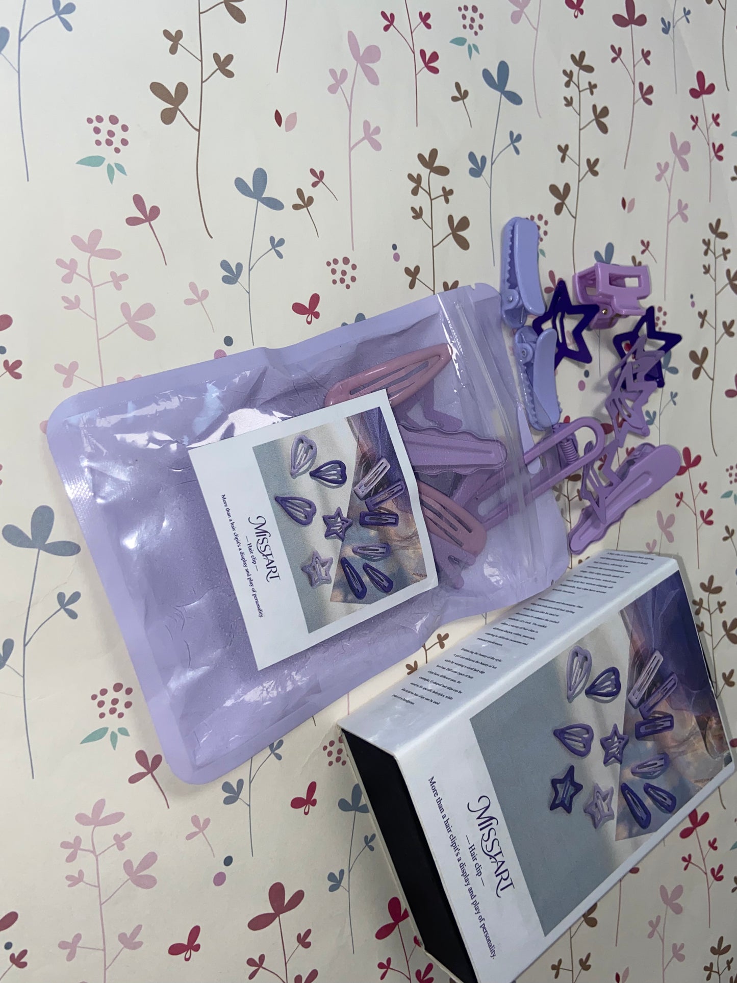 MISSTART Hair barrettes  Metal Star Hairpin Girls Snap Barrettes Plastic Alloy Five-pointed Star Heart Teardrop Rectangle Clip Hair Accessories