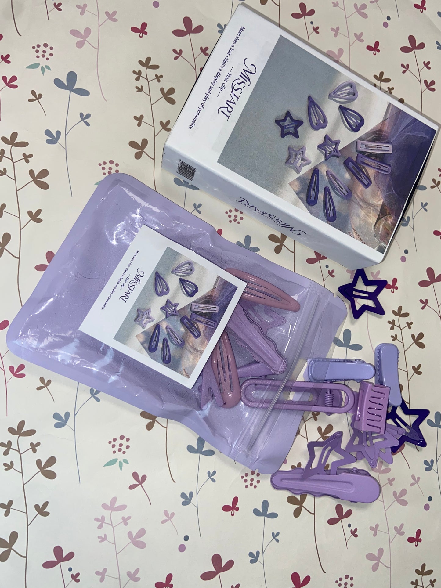 MISSTART Hair barrettes  Metal Star Hairpin Girls Snap Barrettes Plastic Alloy Five-pointed Star Heart Teardrop Rectangle Clip Hair Accessories