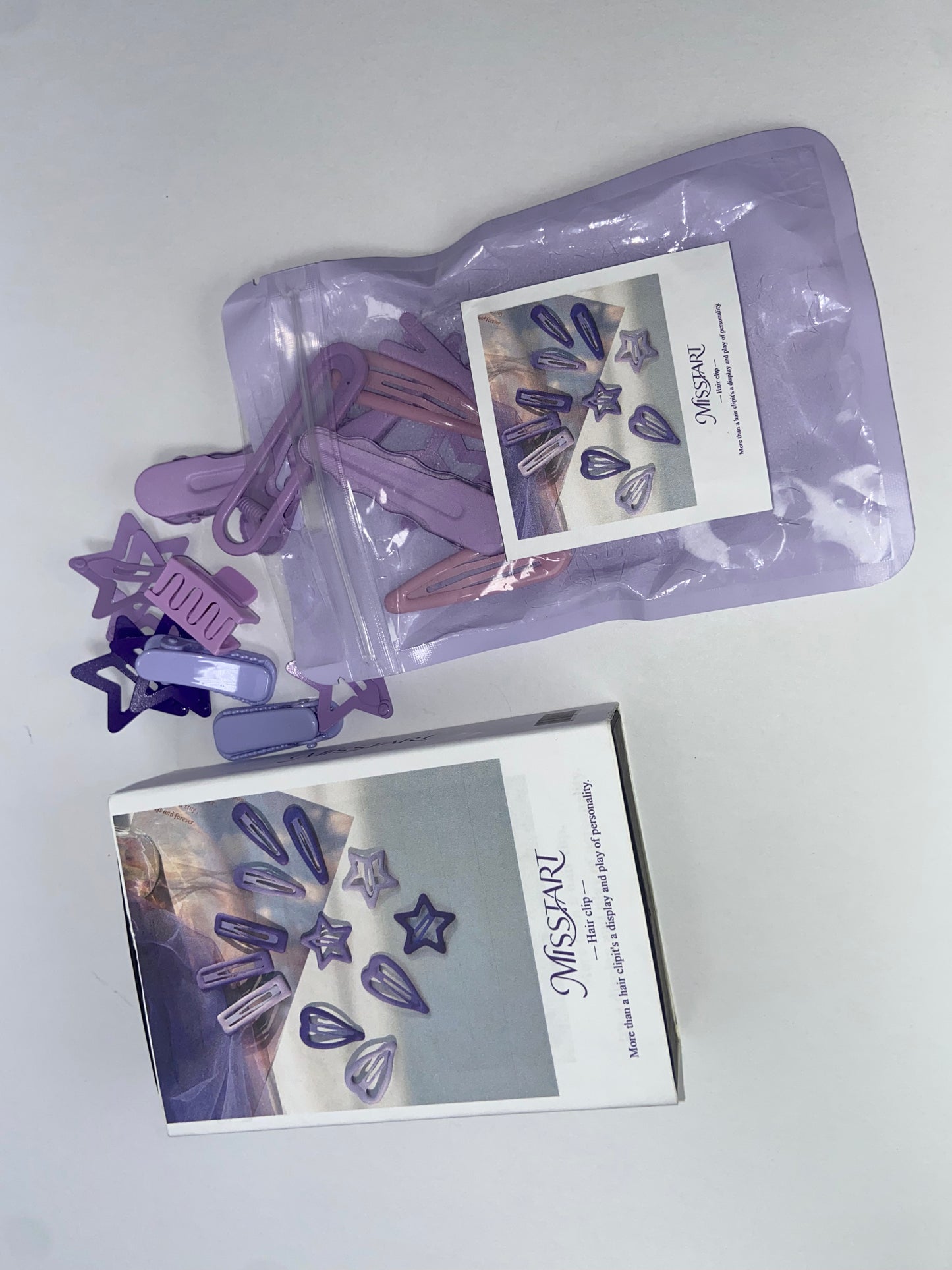 MISSTART Hair barrettes  Metal Star Hairpin Girls Snap Barrettes Plastic Alloy Five-pointed Star Heart Teardrop Rectangle Clip Hair Accessories