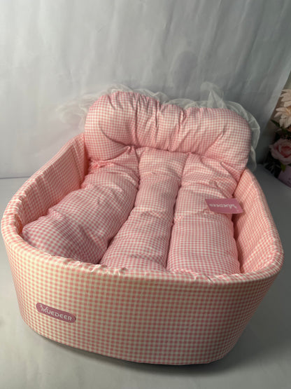 MUEDEER Dog Cooling Bed Summer Sleeping Cool Ice Silk Bed for Small, Medium, Large Dogs & Cats Breathable Washable Pet Beds with Non-Slip Bottom Pink Medium