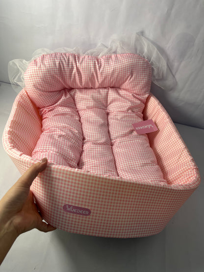 MUEDEER Dog Cooling Bed Summer Sleeping Cool Ice Silk Bed for Small, Medium, Large Dogs & Cats Breathable Washable Pet Beds with Non-Slip Bottom Pink Medium