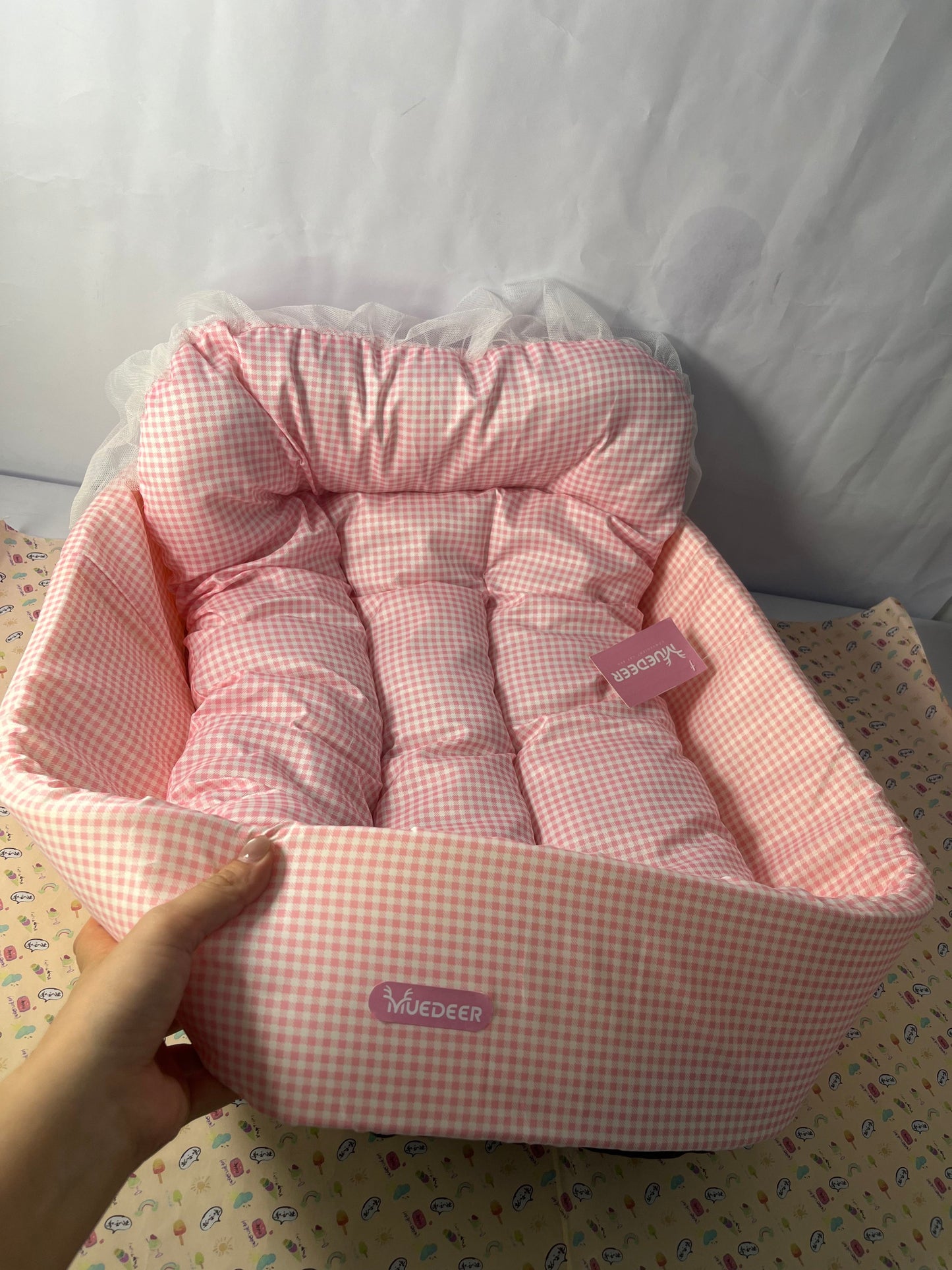 MUEDEER Dog Cooling Bed Summer Sleeping Cool Ice Silk Bed for Small, Medium, Large Dogs & Cats Breathable Washable Pet Beds with Non-Slip Bottom Pink Medium