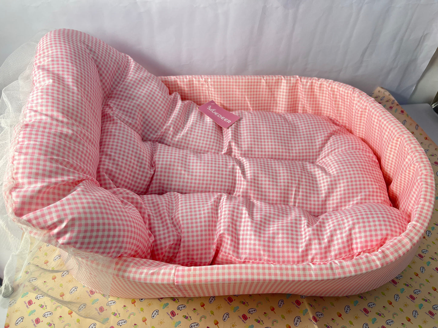 MUEDEER Dog Cooling Bed Summer Sleeping Cool Ice Silk Bed for Small, Medium, Large Dogs & Cats Breathable Washable Pet Beds with Non-Slip Bottom Pink Medium