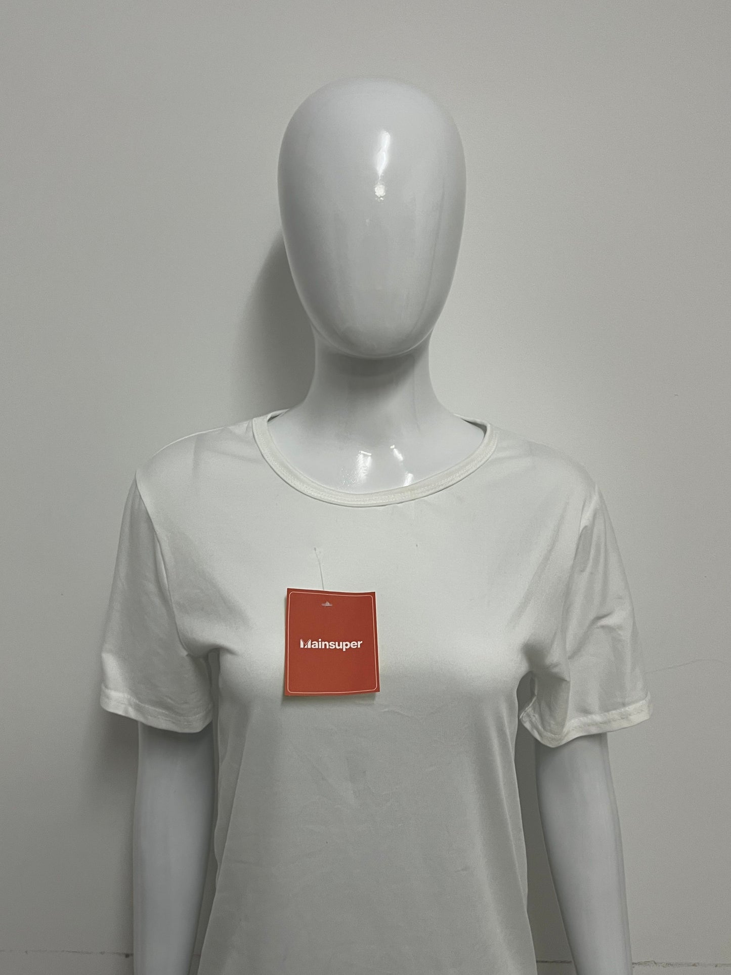 [Mainsuper Tee-shirts]-Basic Crew Neck White Tee-Shirt - Versatile Casual Base Layer