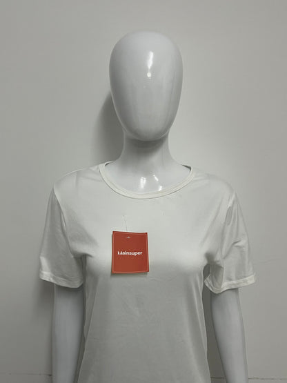 [Mainsuper Tee-shirts]-Basic Crew Neck White Tee-Shirt - Versatile Casual Base Layer