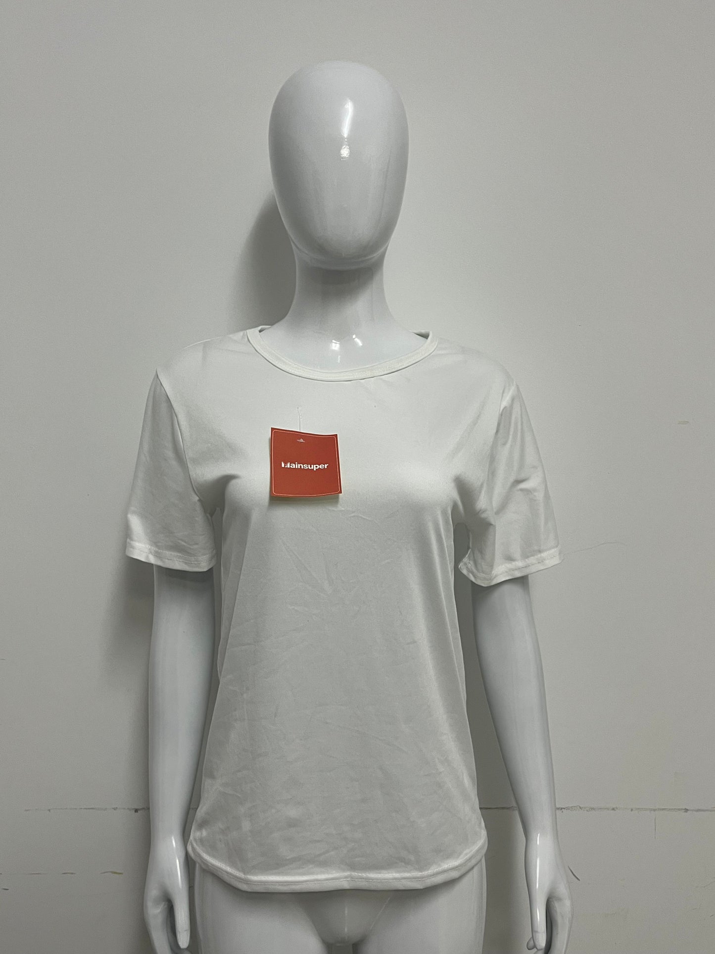 [Mainsuper Tee-shirts]-Basic Crew Neck White Tee-Shirt - Versatile Casual Base Layer