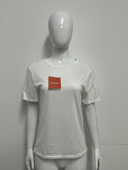 [Mainsuper Tee-shirts]-Basic Crew Neck White Tee-Shirt - Versatile Casual Base Layer