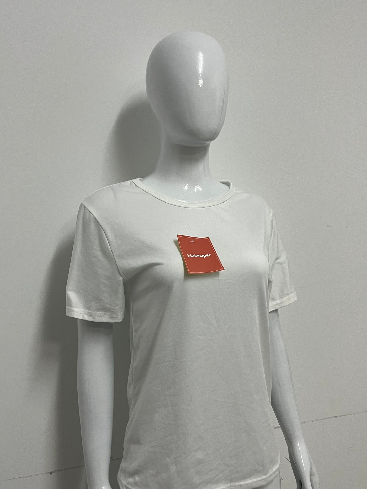[Mainsuper Tee-shirts]-Basic Crew Neck White Tee-Shirt - Versatile Casual Base Layer