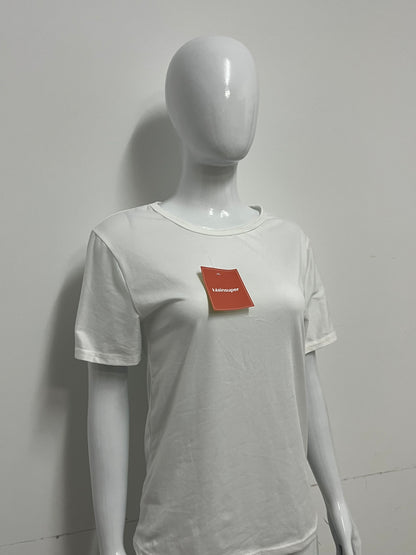 [Mainsuper Tee-shirts]-Basic Crew Neck White Tee-Shirt - Versatile Casual Base Layer