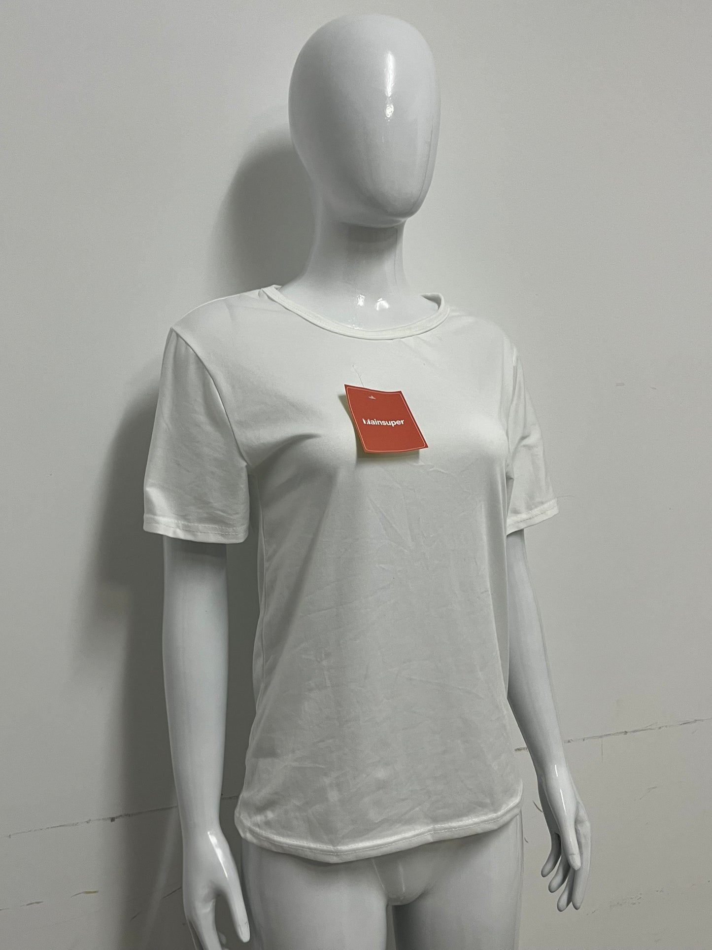 [Mainsuper Tee-shirts]-Basic Crew Neck White Tee-Shirt - Versatile Casual Base Layer