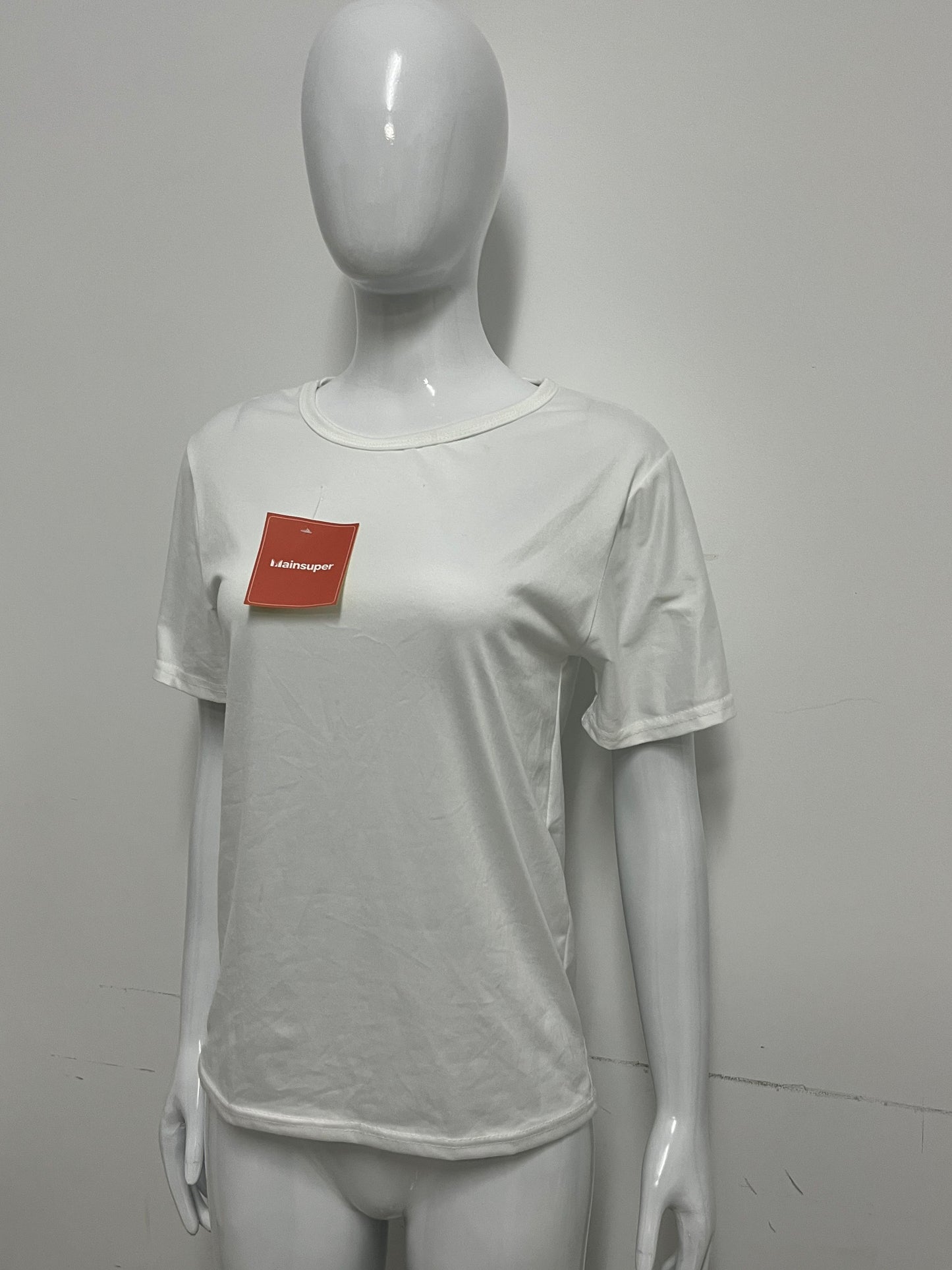 [Mainsuper Tee-shirts]-Basic Crew Neck White Tee-Shirt - Versatile Casual Base Layer