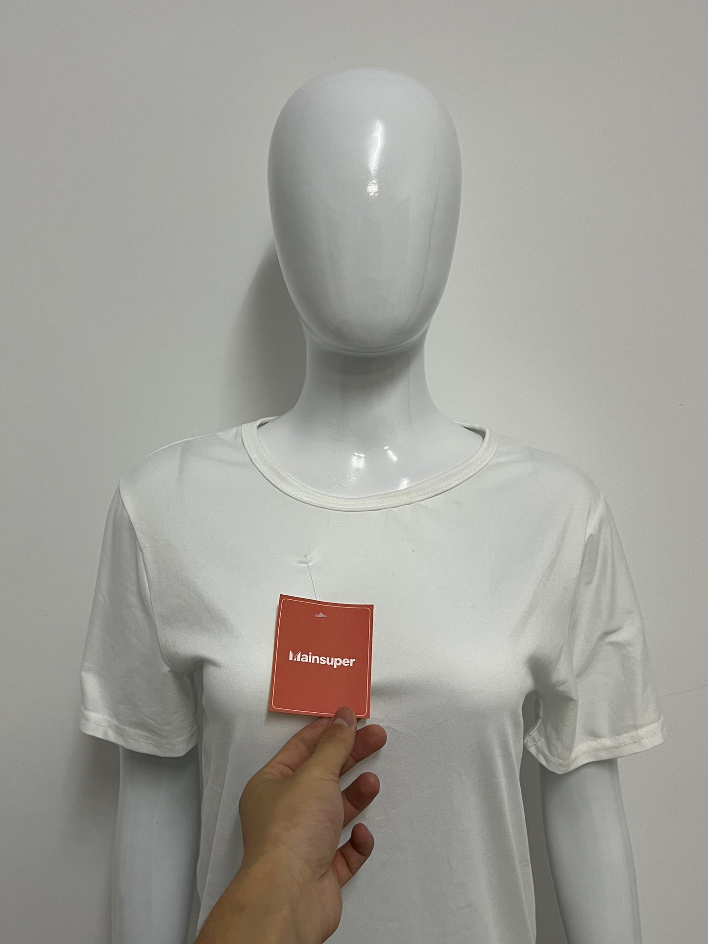 [Mainsuper Tee-shirts]-Basic Crew Neck White Tee-Shirt - Versatile Casual Base Layer