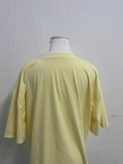 Mallike 100% Cotton Oversized T-Shirt - Yellow Short-Sleeve for Daily & Lounge Wear