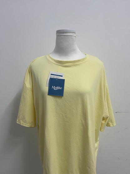Mallike 100% Cotton Oversized T-Shirt - Yellow Short-Sleeve for Daily & Lounge Wear
