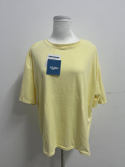 Mallike 100% Cotton Oversized T-Shirt - Yellow Short-Sleeve for Daily & Lounge Wear