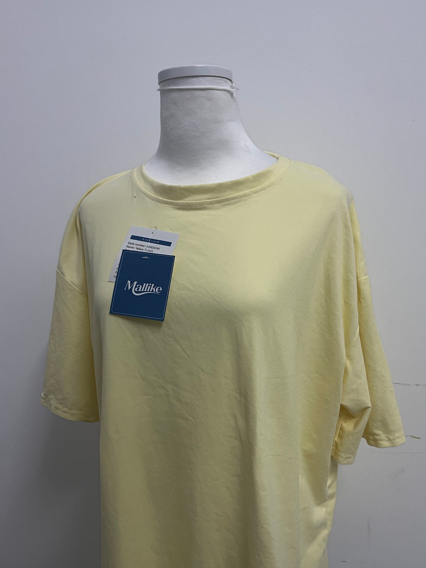 Mallike 100% Cotton Oversized T-Shirt - Yellow Short-Sleeve for Daily & Lounge Wear