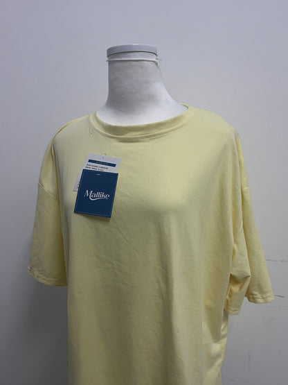 Mallike 100% Cotton Oversized T-Shirt - Yellow Short-Sleeve for Daily & Lounge Wear