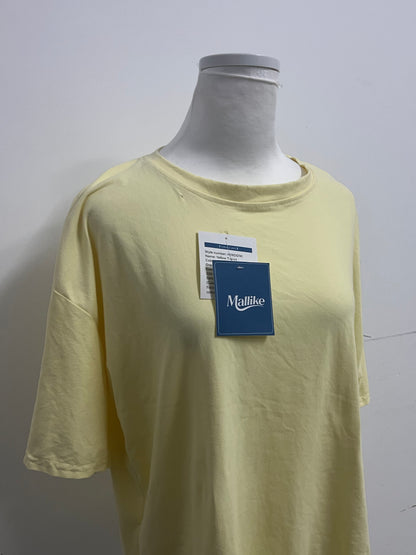 Mallike 100% Cotton Oversized T-Shirt - Yellow Short-Sleeve for Daily & Lounge Wear