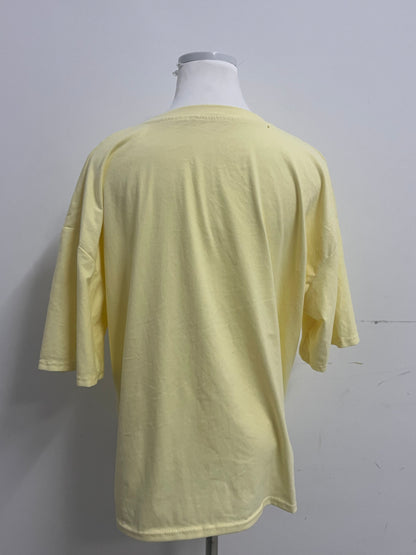 Mallike 100% Cotton Oversized T-Shirt - Yellow Short-Sleeve for Daily & Lounge Wear