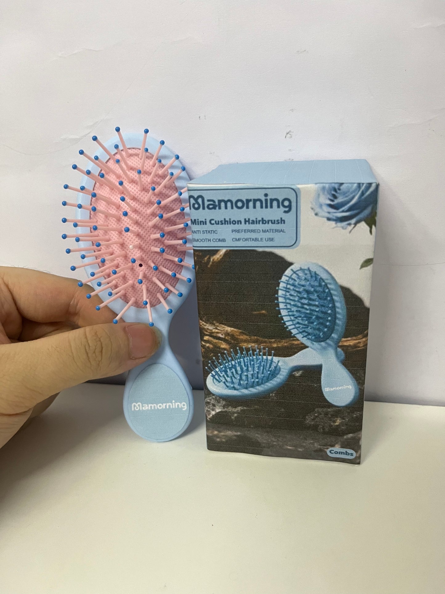 [Mamorning Combs]-Mini Cushion Hairbrush - Portable Detangling & Scalp Massaging Brush