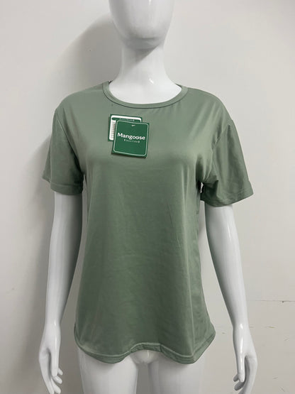 【Mangoose Relaxed-Fit Crew Neck T-shirt】—— Everyday Comfort with a Subtle Pop of Color